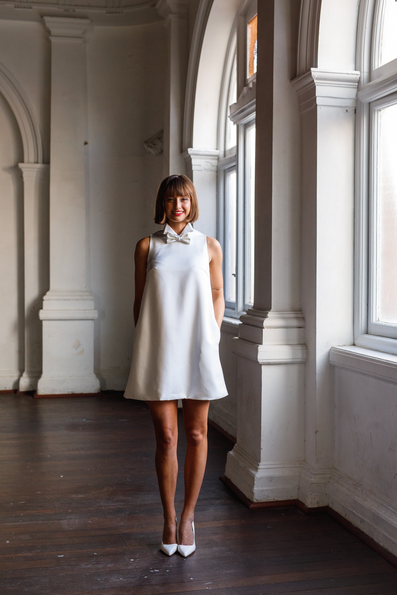 Plain white mini outlet dress